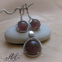 Сребърен комплект с аметист  S-445